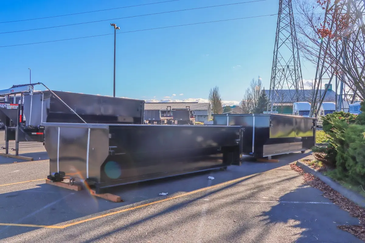 Roll-off dumpster ready for waste disposal at job site for Commercial Dumpster Rental in Harrison